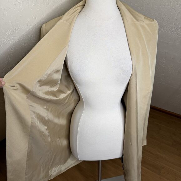 Vintage Dana Buchman Longline Blazer Womens 6 Khaki Silk Single Button Capsule - Picture 4 of 11